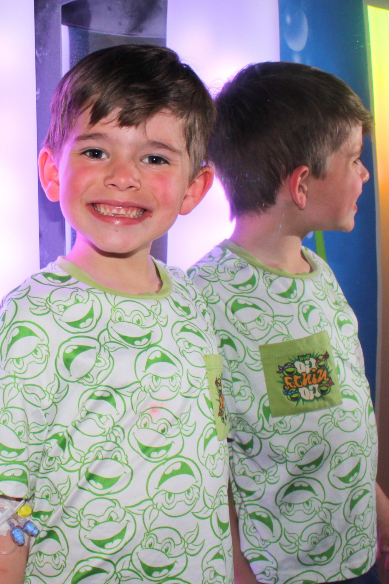 Young patient on the children's ward playing in the sensory room.