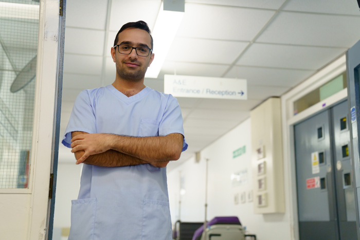 Male emergency department staff member from Warrington Hospital.